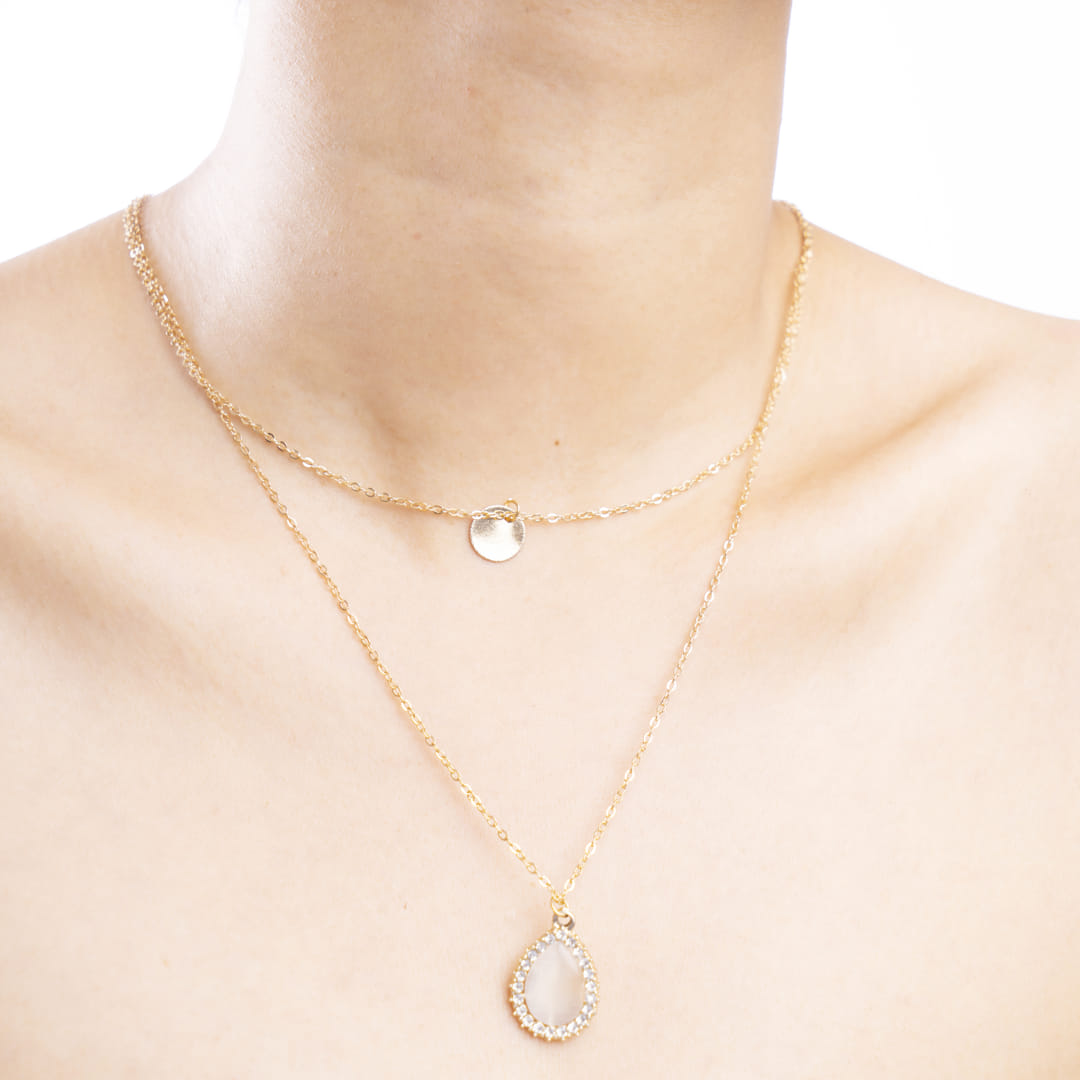 Gold Dual-Layered Teardrop Necklace