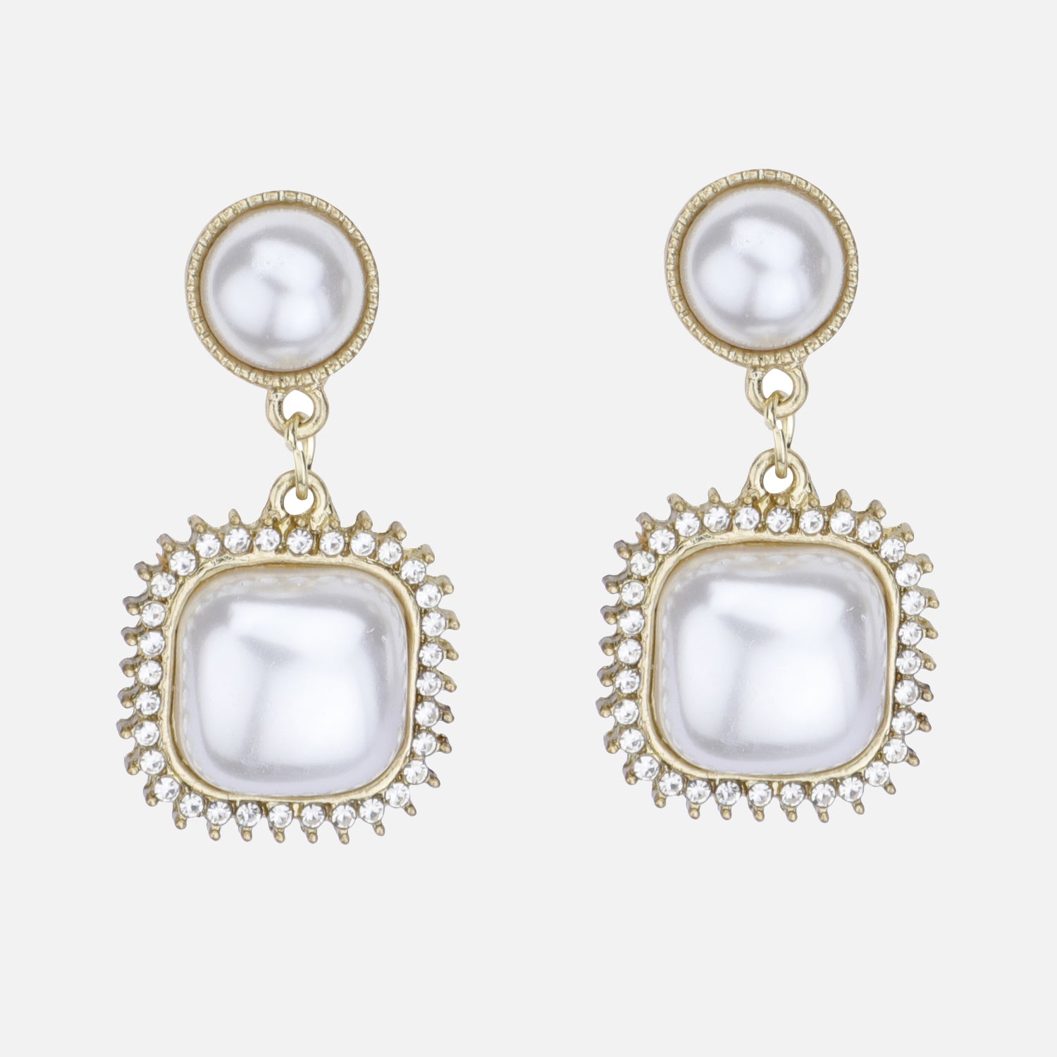 Elegant Pearl Halo Drop Earrings