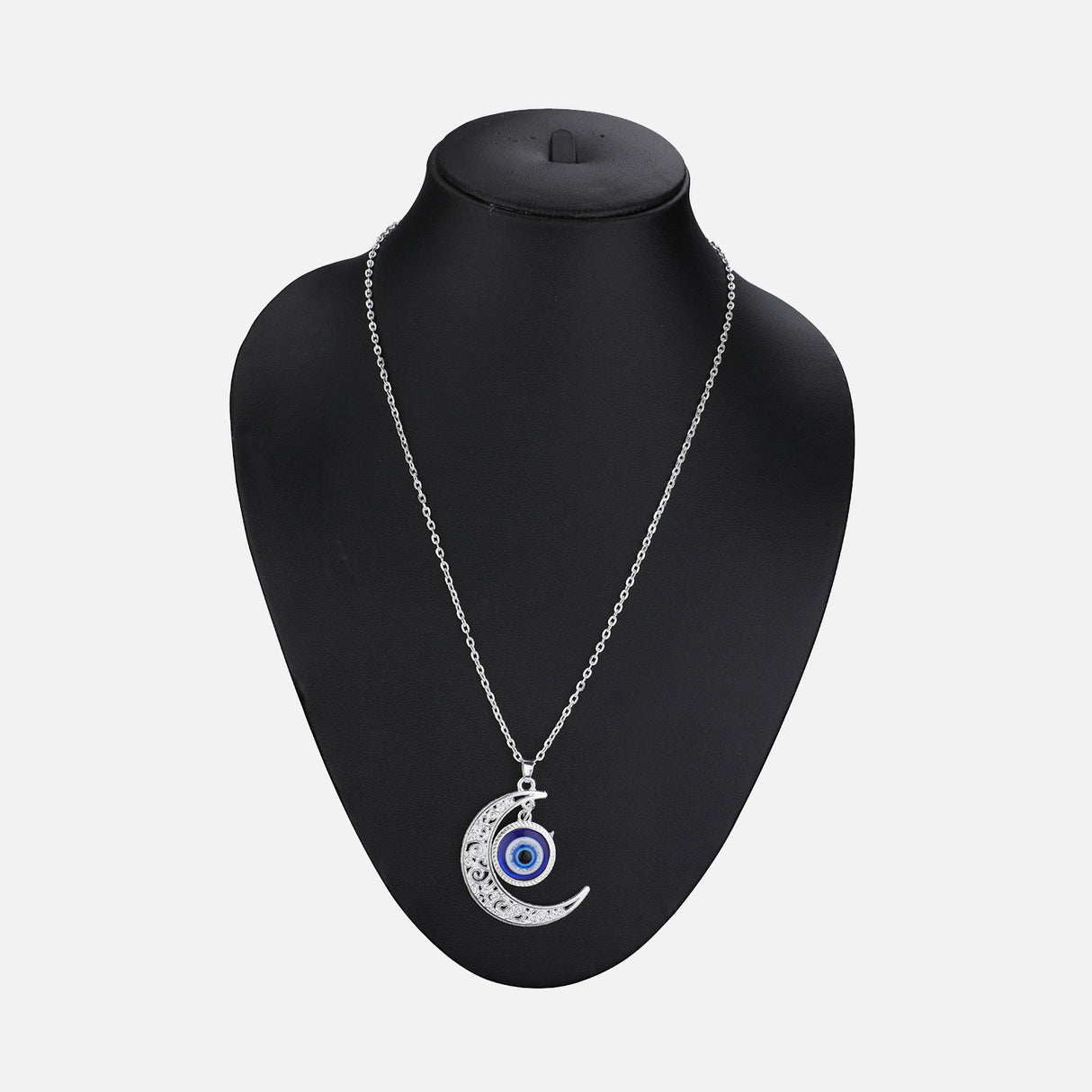 Crescent Moon Evil Eye Chain Pendant
