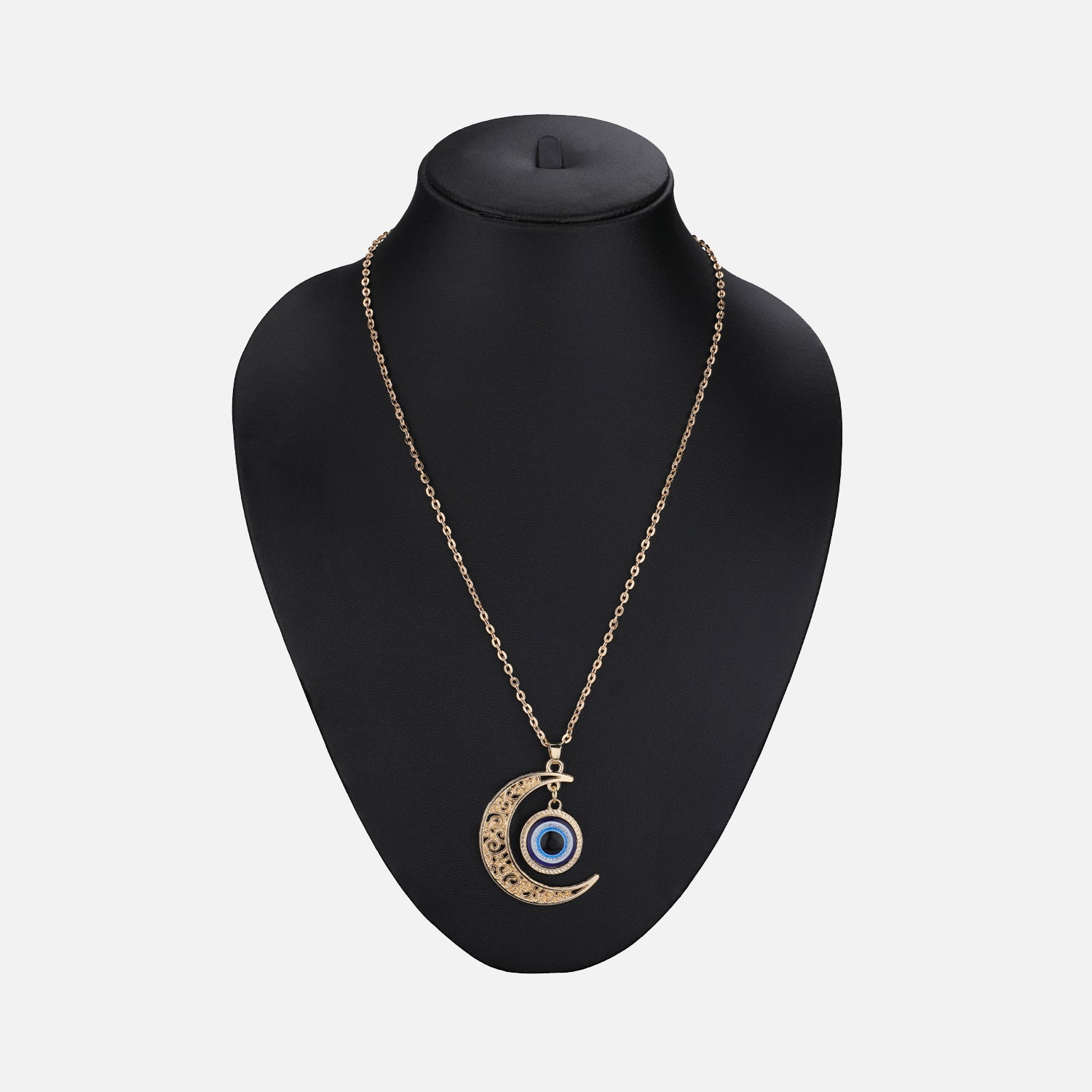 Crescent Moon Evil Eye Chain Pendant