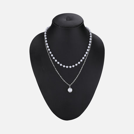 Layered Pearl and Gold Pendant Necklace