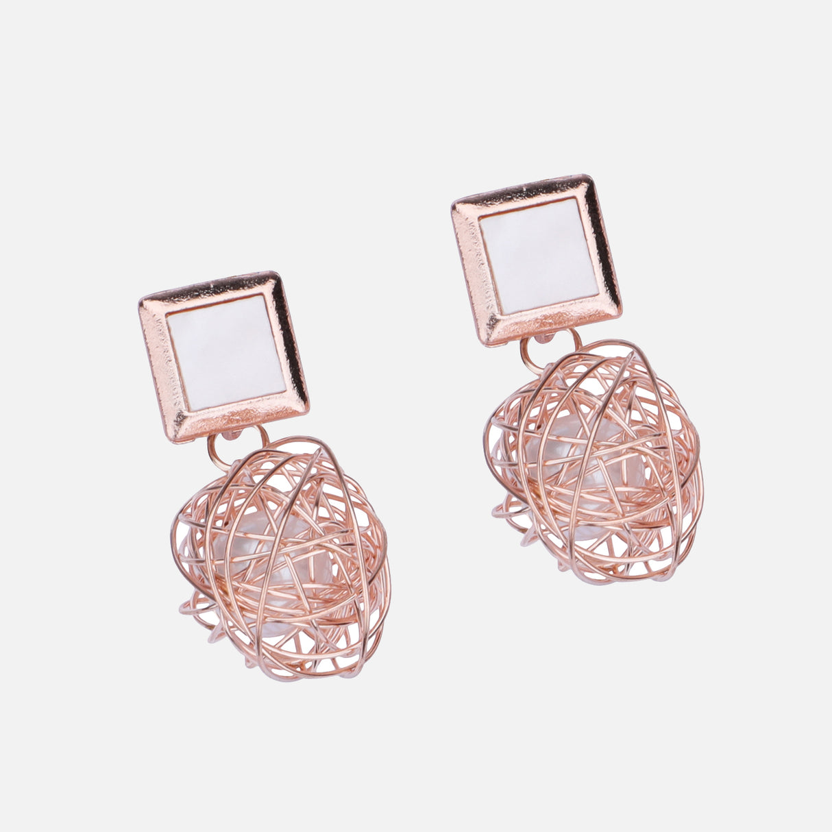 Wire Sphere Drop Earrings