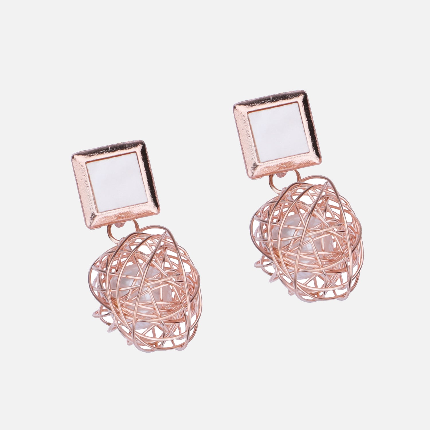 Wire Sphere Drop Earrings
