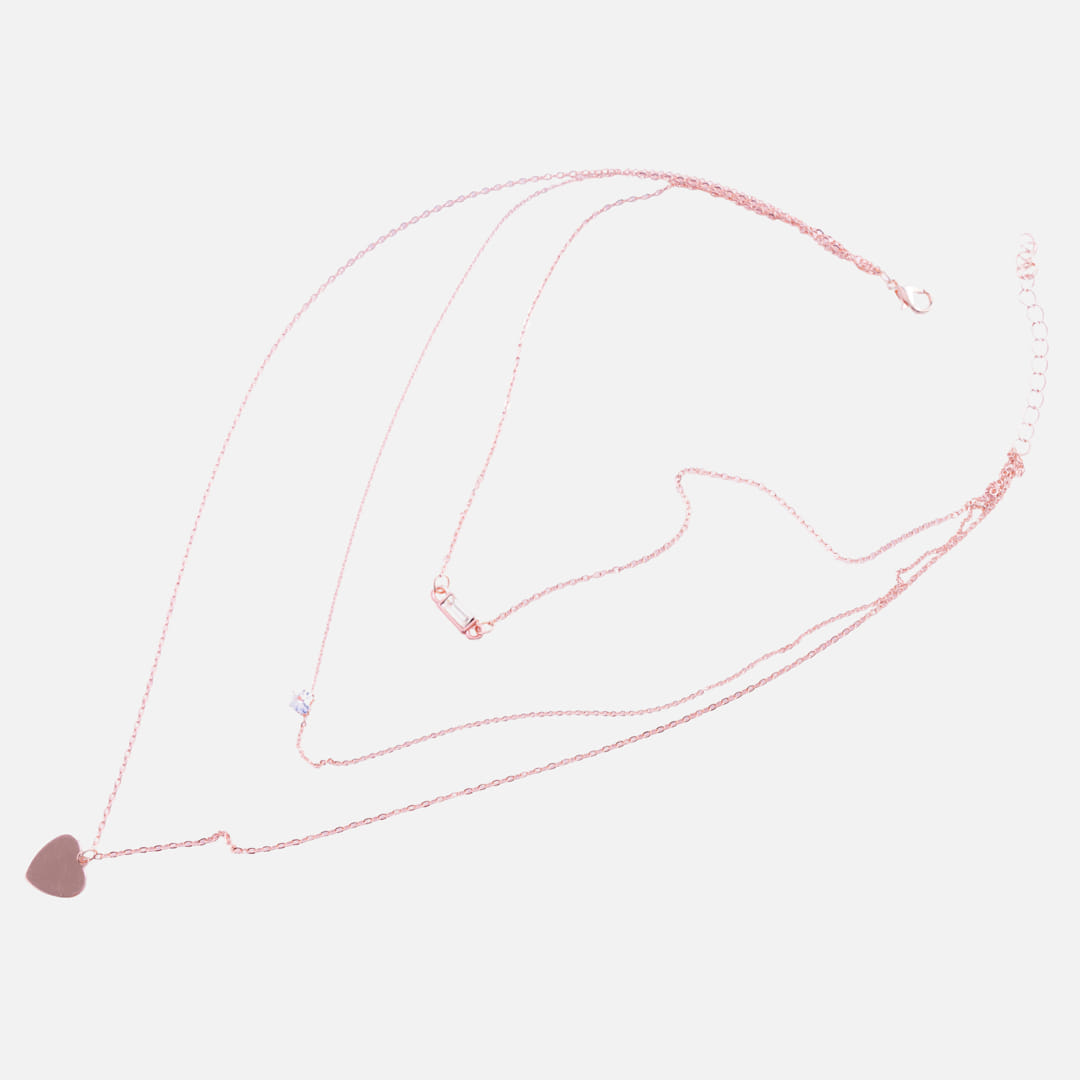 Triple Layer Heart and Charm Pendant Necklace