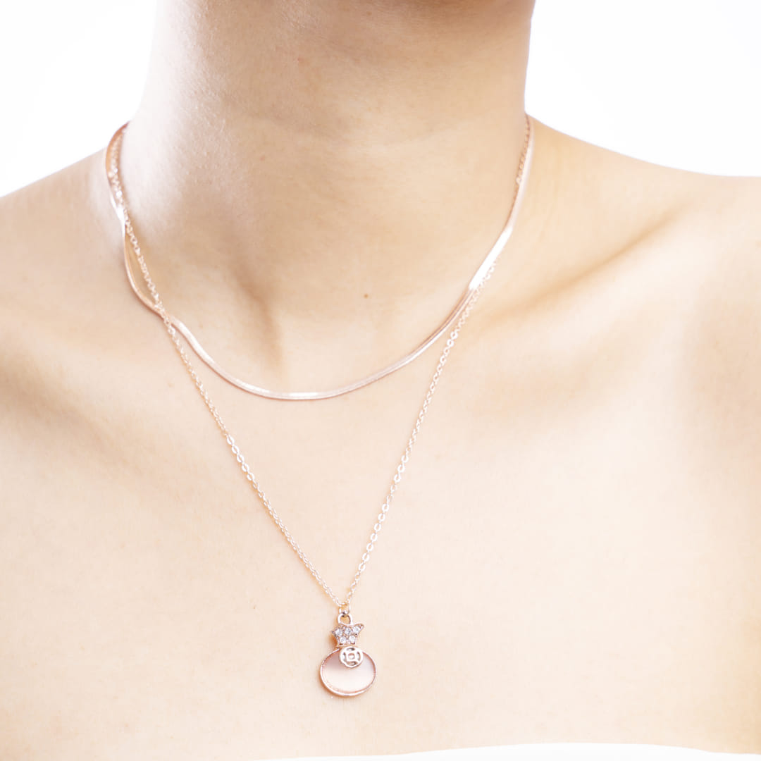 Dual-Layer Sleek Chain with Cat Pendant Necklace