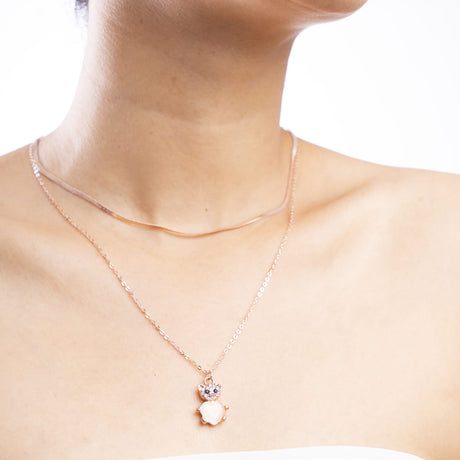 Gold-Plated Cat Charm Layered Necklace