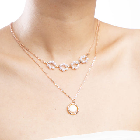 Rose Gold Double-Layered Floral Necklace