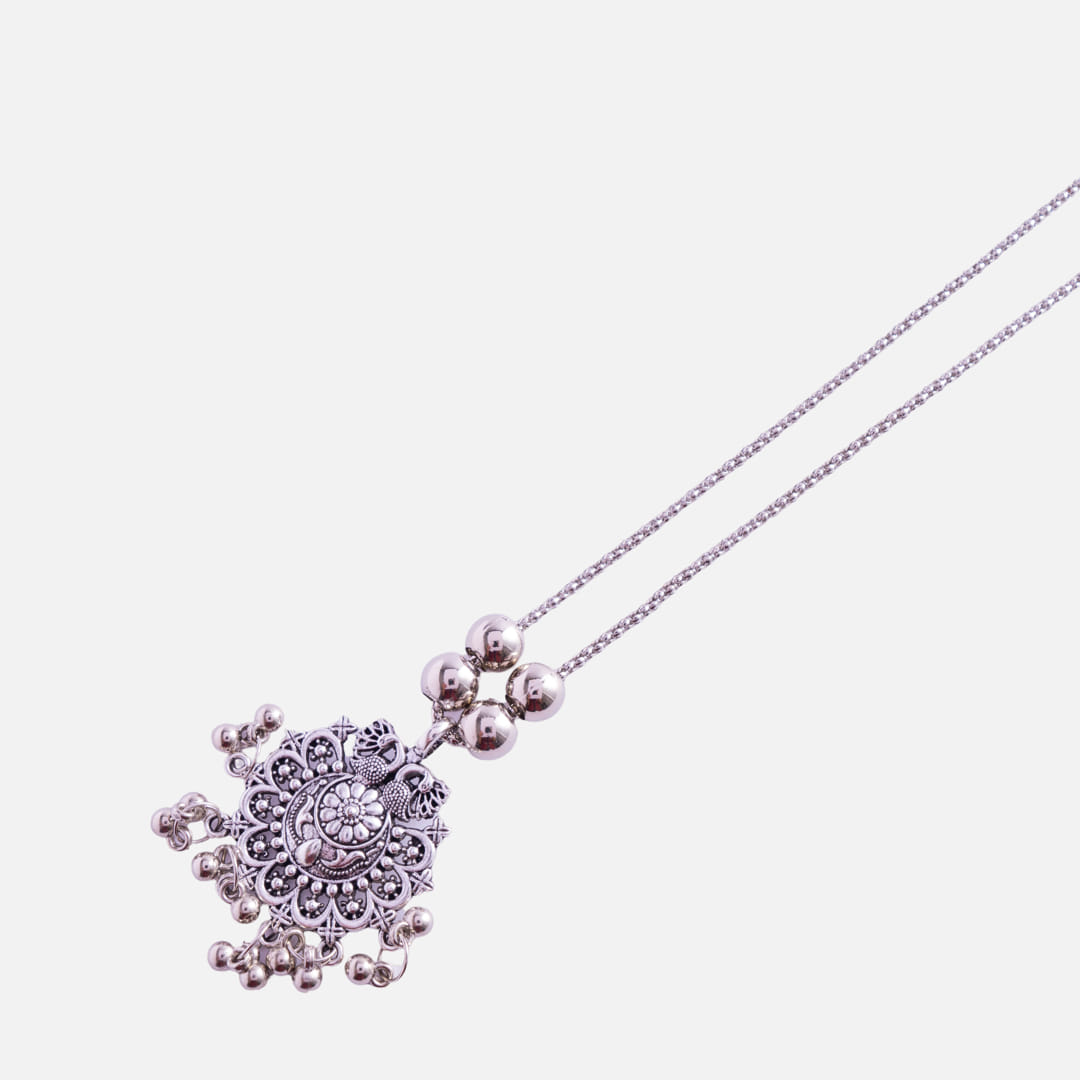 Silver Filigree Statement Pendant Necklace