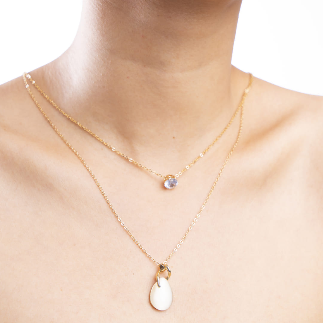 Gold Layered Teardrop Necklace