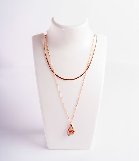 Elegant Layered Necklace Combo Set – Rose Gold-Tone Finish