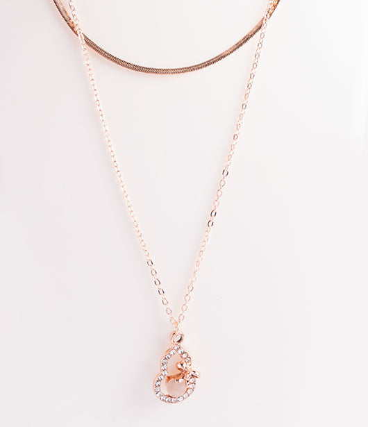 Elegant Layered Necklace Combo Set – Rose Gold-Tone Finish