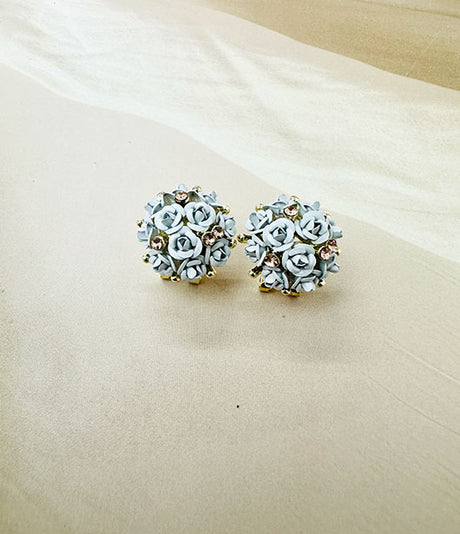 Floral Bouquet Stud Earrings with Crystal Accents