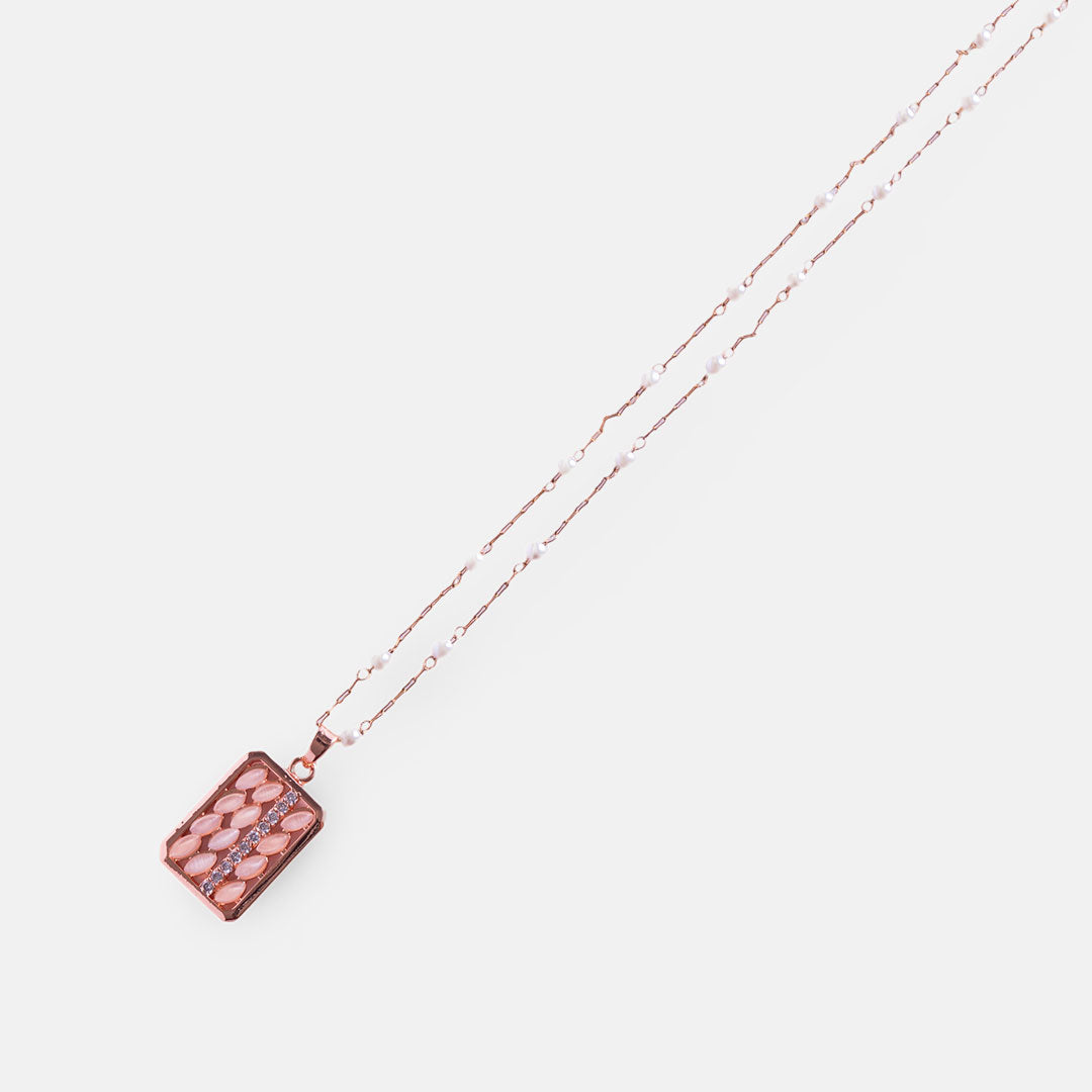 Rectangular Pendant Necklace with Textured Design