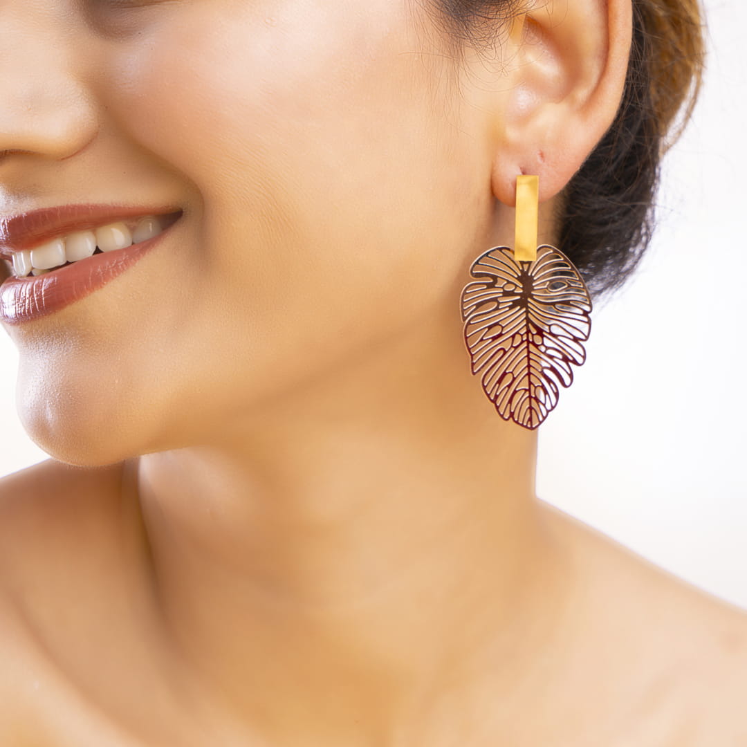 Nature-Inspired Leaf Drop Earrings
