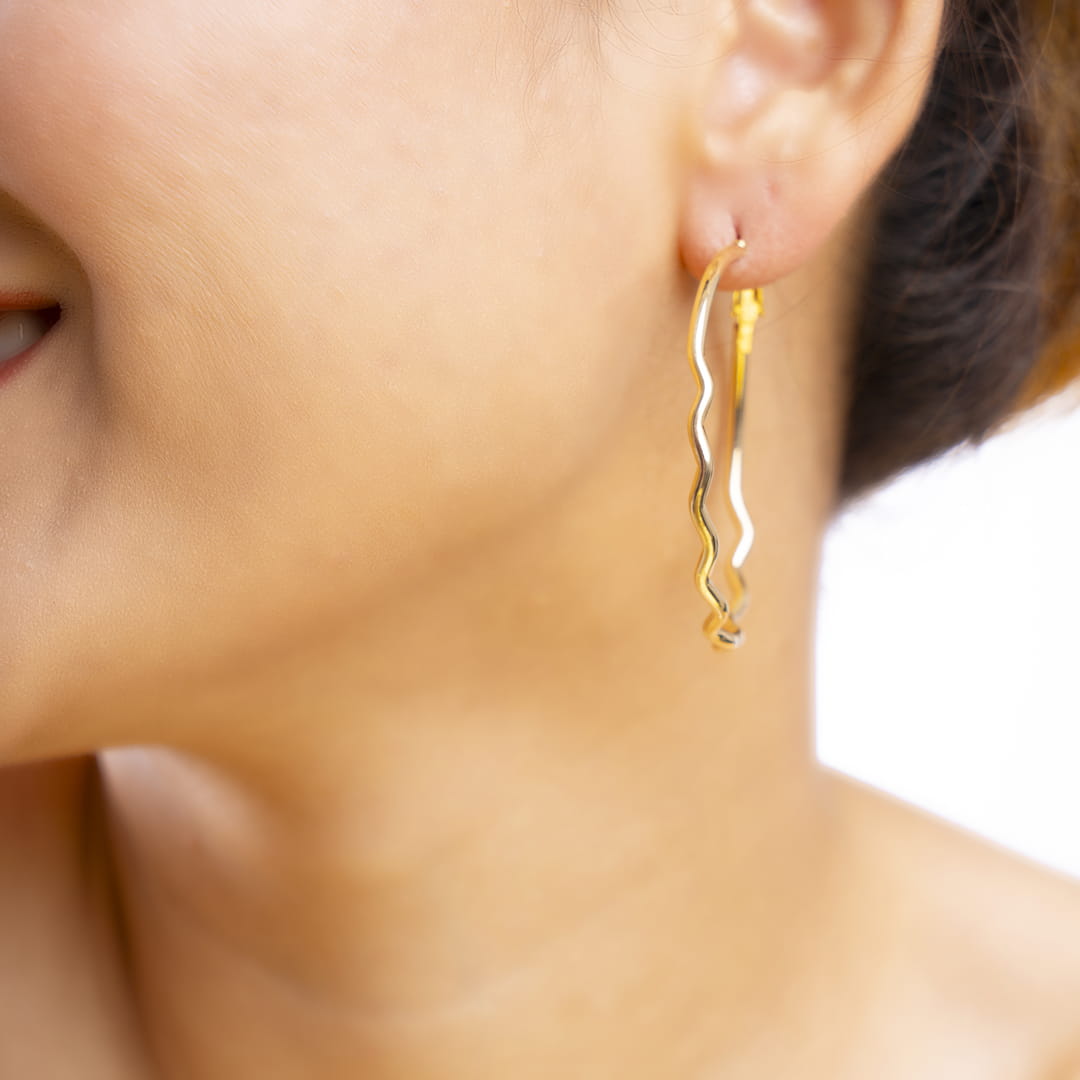 Wavy Gold Hoop Earrings