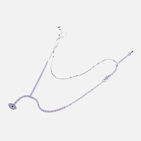 Evil Eye Silver Crystal Anklet