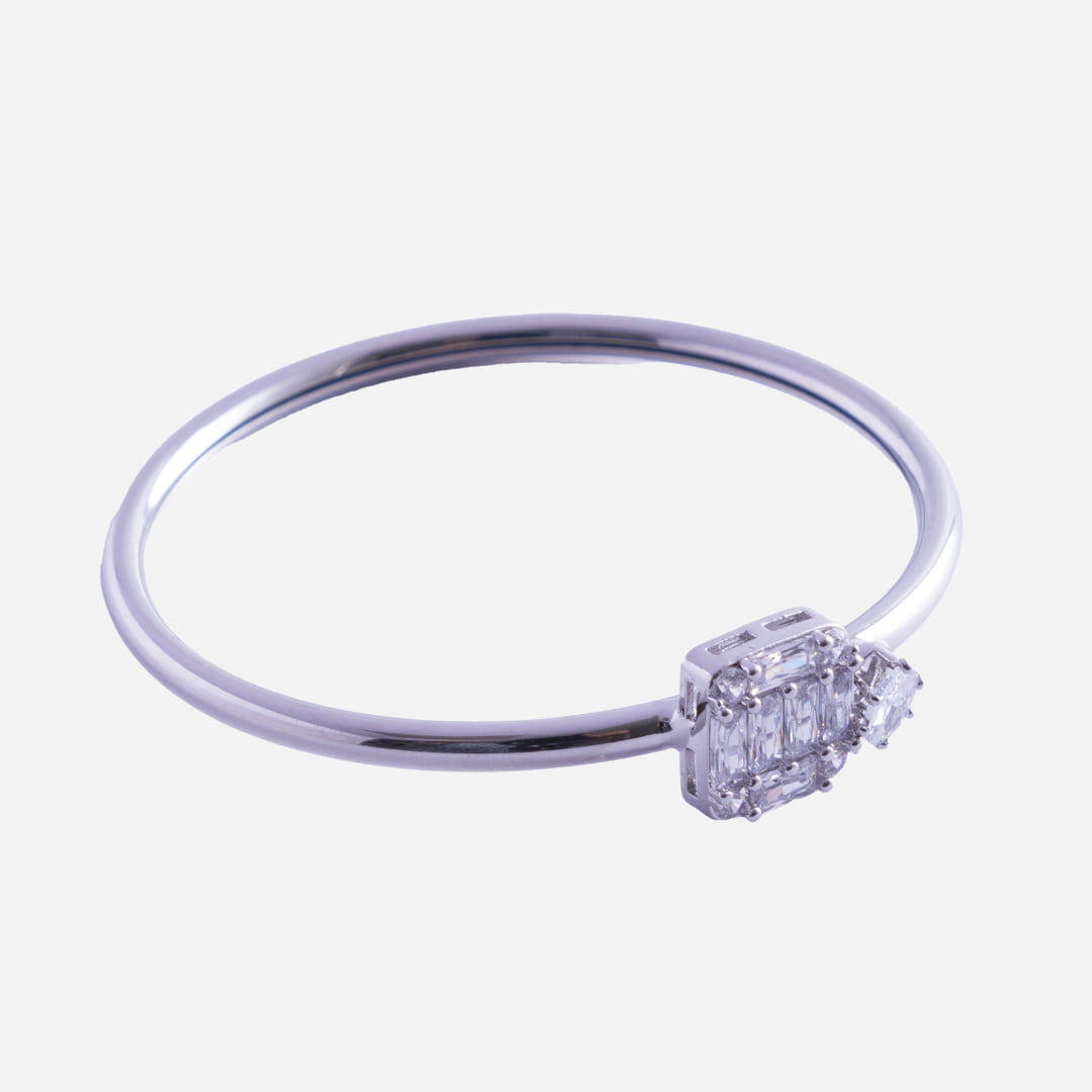 Silver Crystal Open Cuff Bracelet