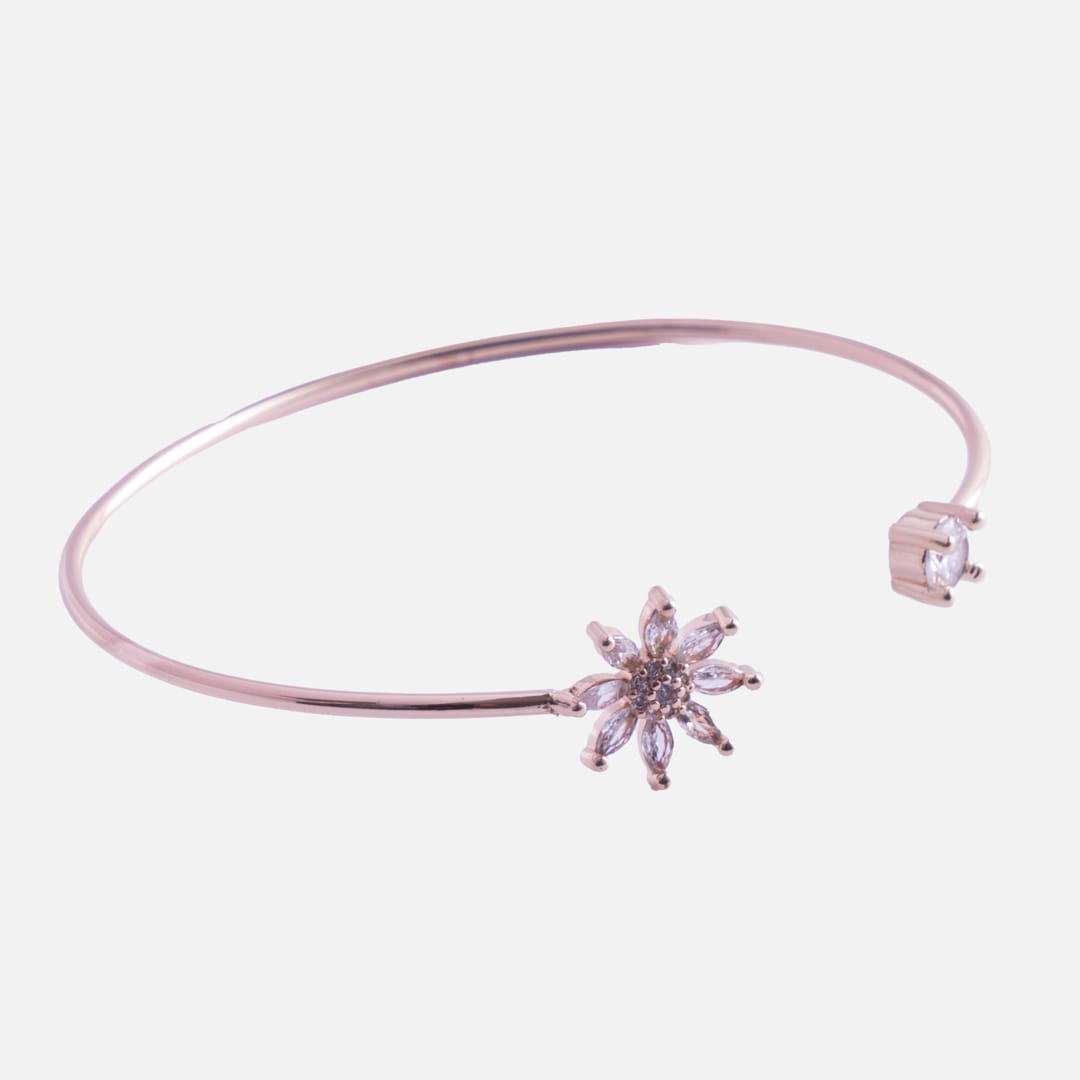 Stainless Steel Floral Crystal Bracelet