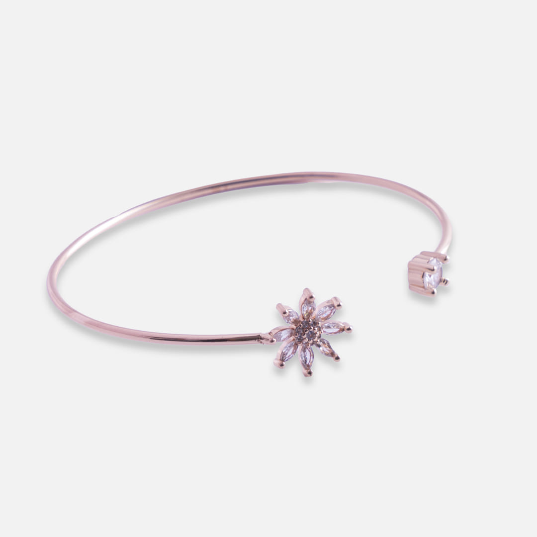 Stainless Steel Floral Crystal Bracelet