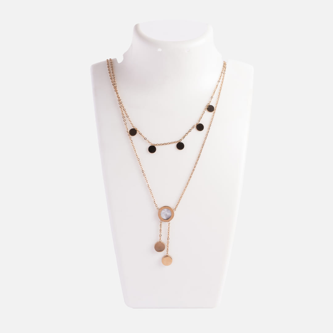 Rose Gold Multi-Layer Circle Pendant Necklace