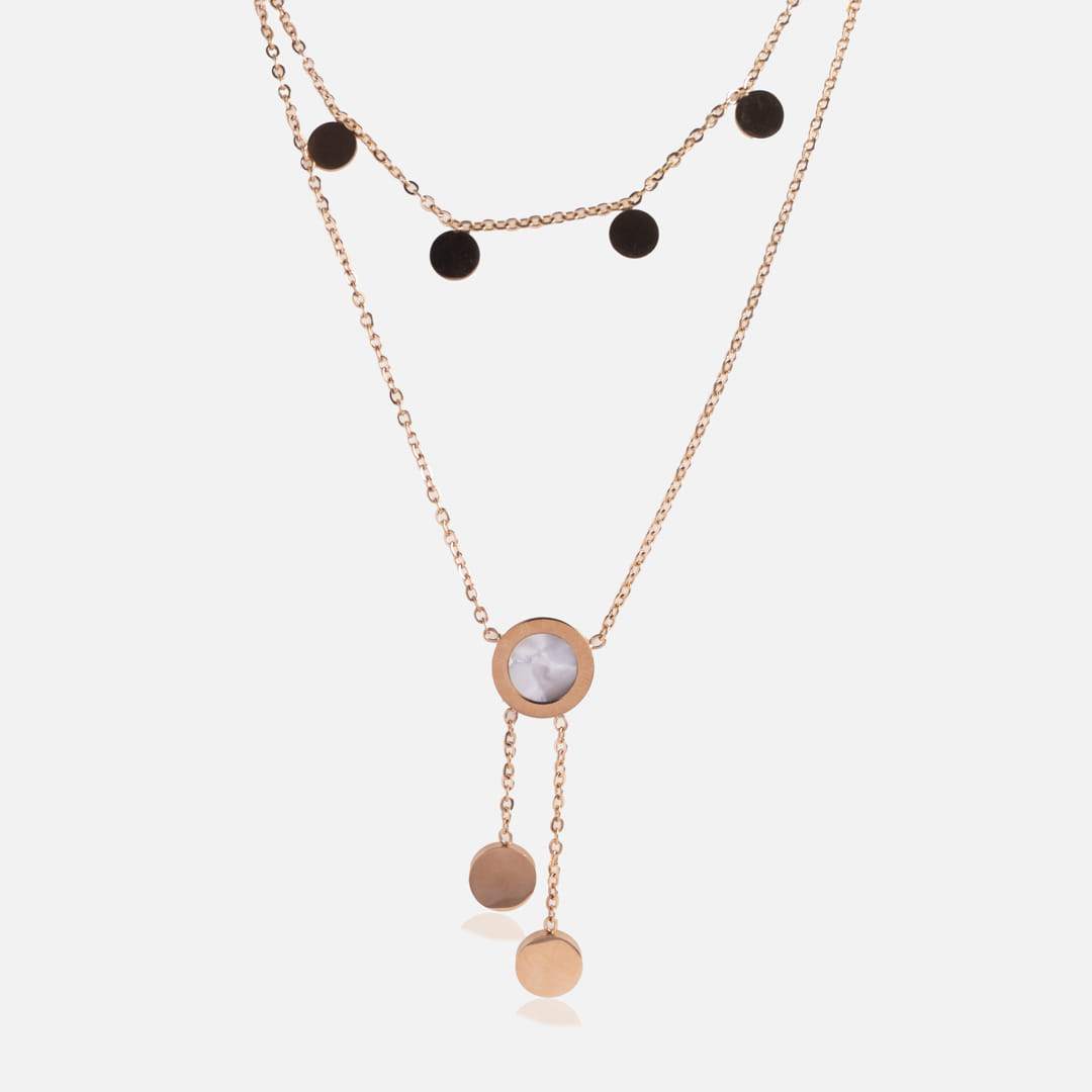 Rose Gold Multi-Layer Circle Pendant Necklace