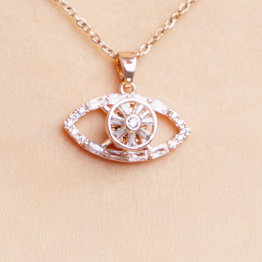 Rose Gold Evil Eye Chain Pendant