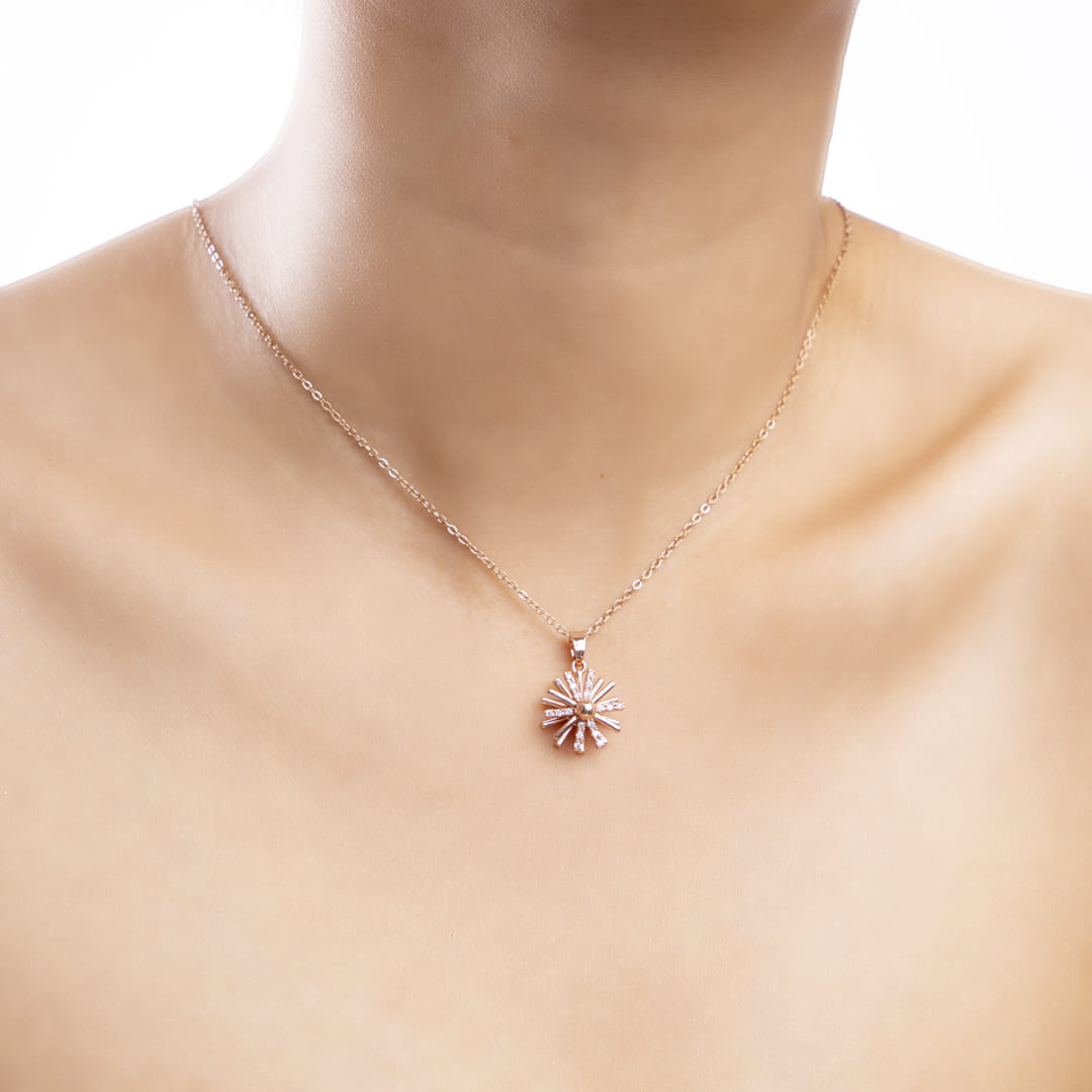 Rose Gold Sunburst Chain Pendant