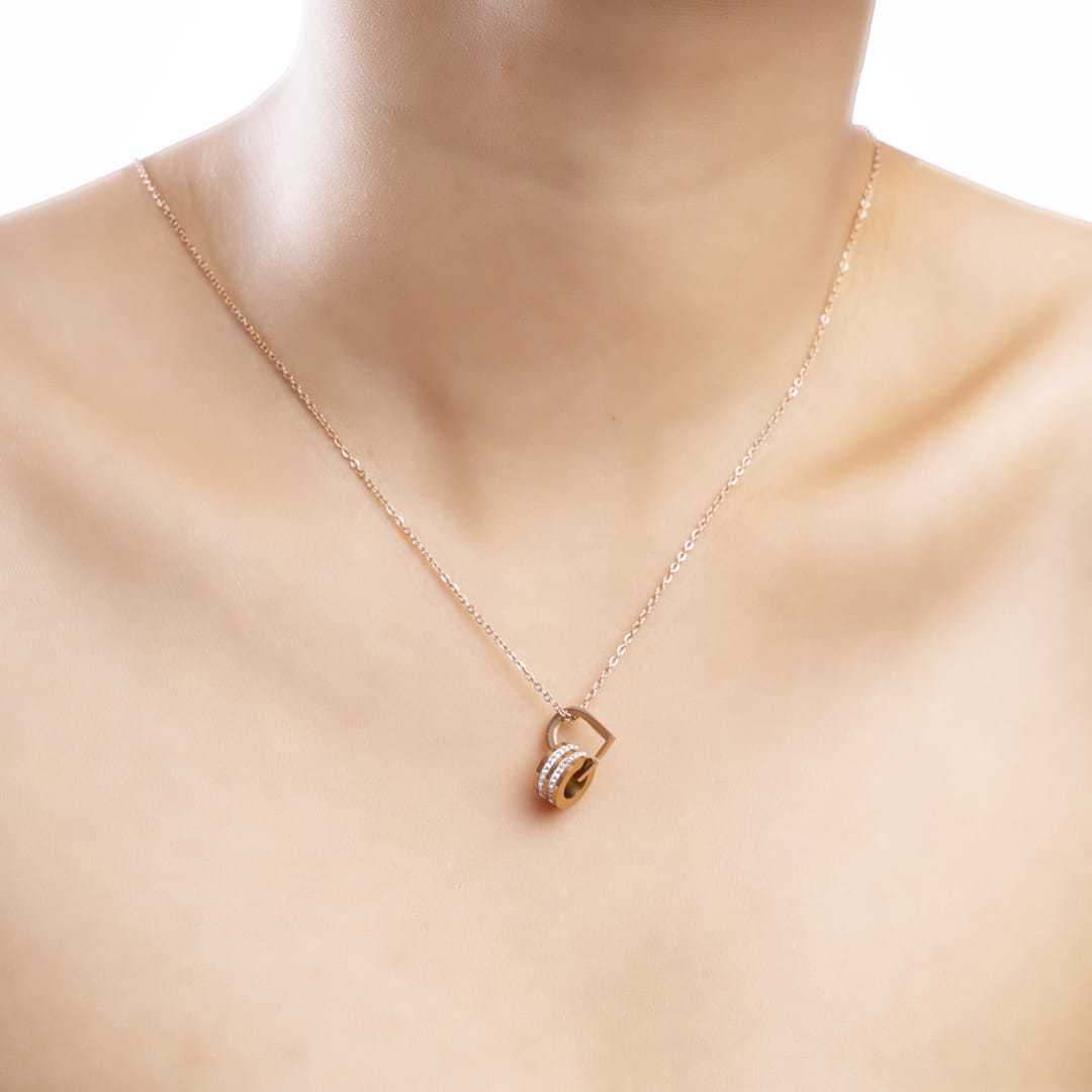 Rose Gold Mini Ring Chain Pendant