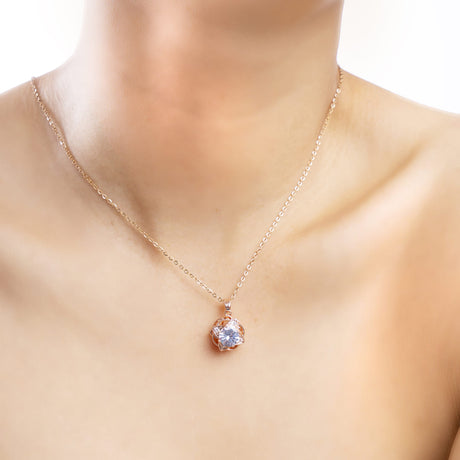Rose Gold Solitaire Chain Pendant