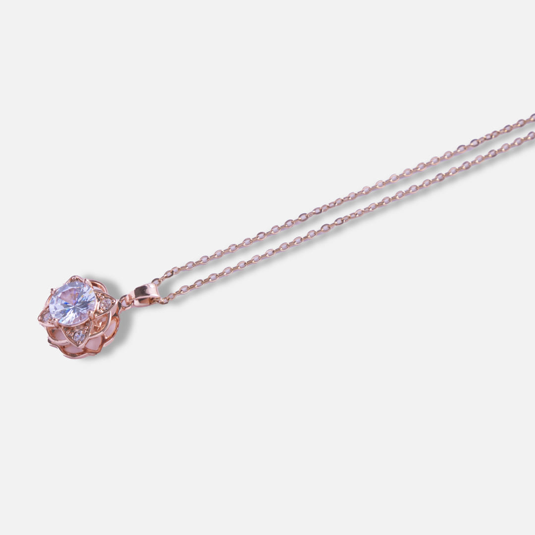 Rose Gold Solitaire Chain Pendant