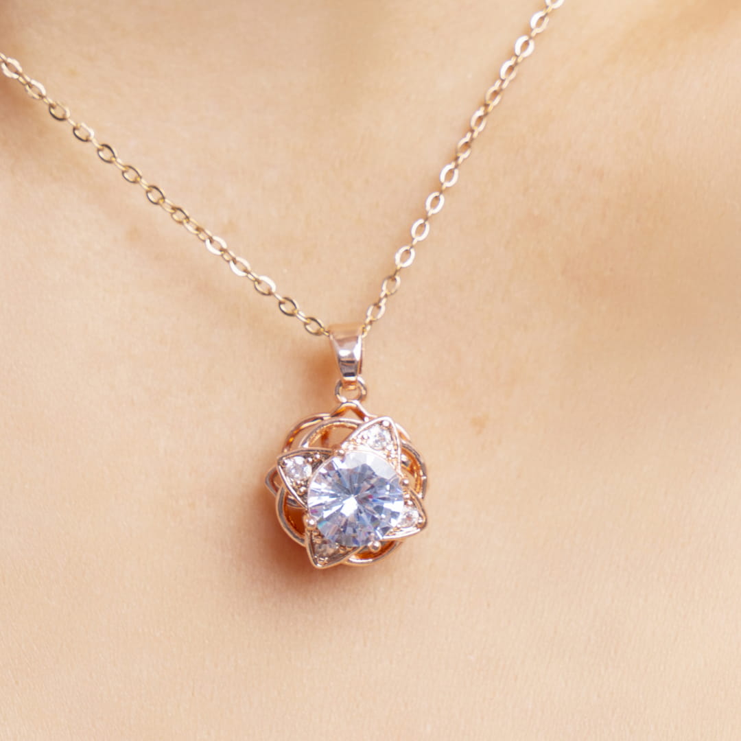 Rose Gold Solitaire Chain Pendant