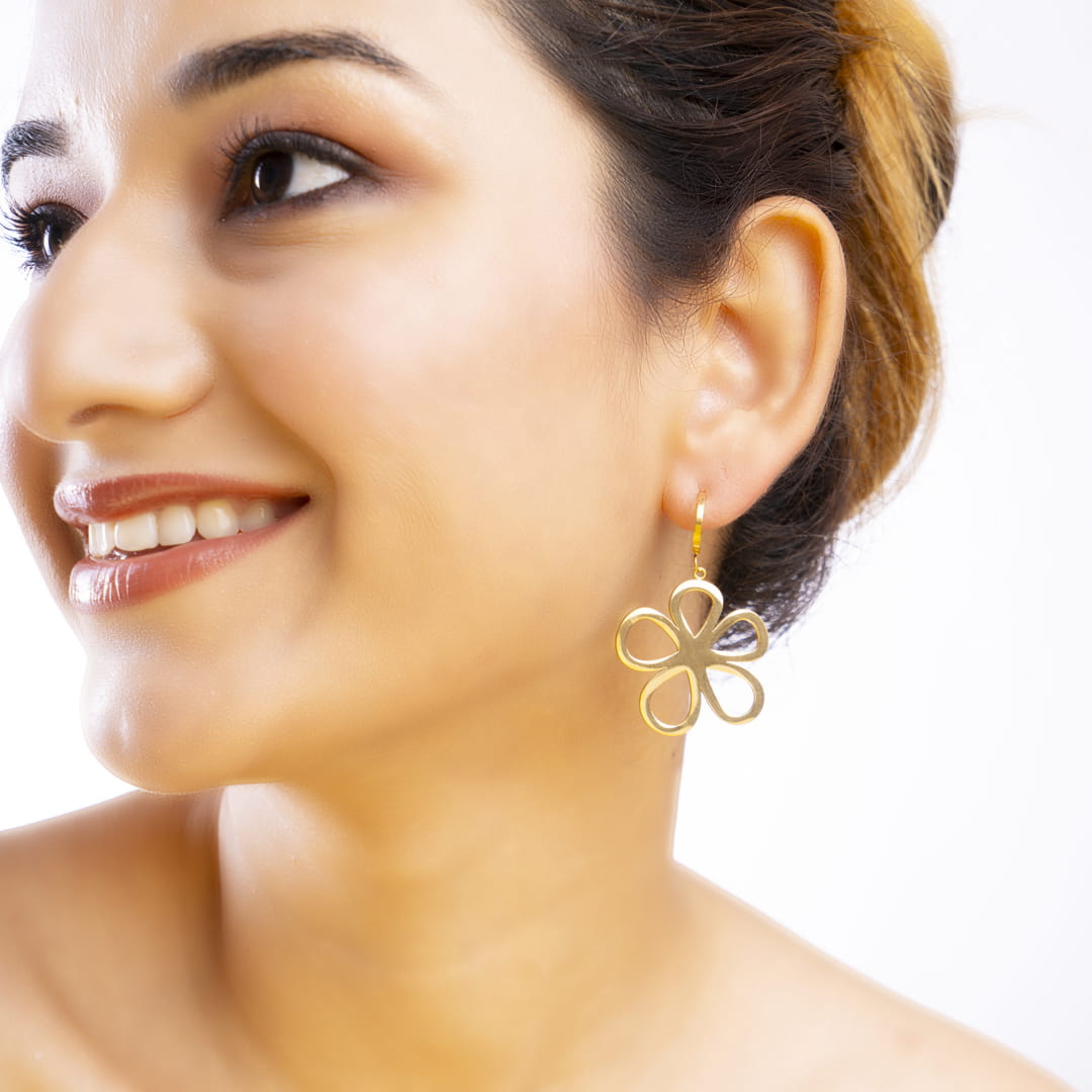 Gold Floral Drop Earrings