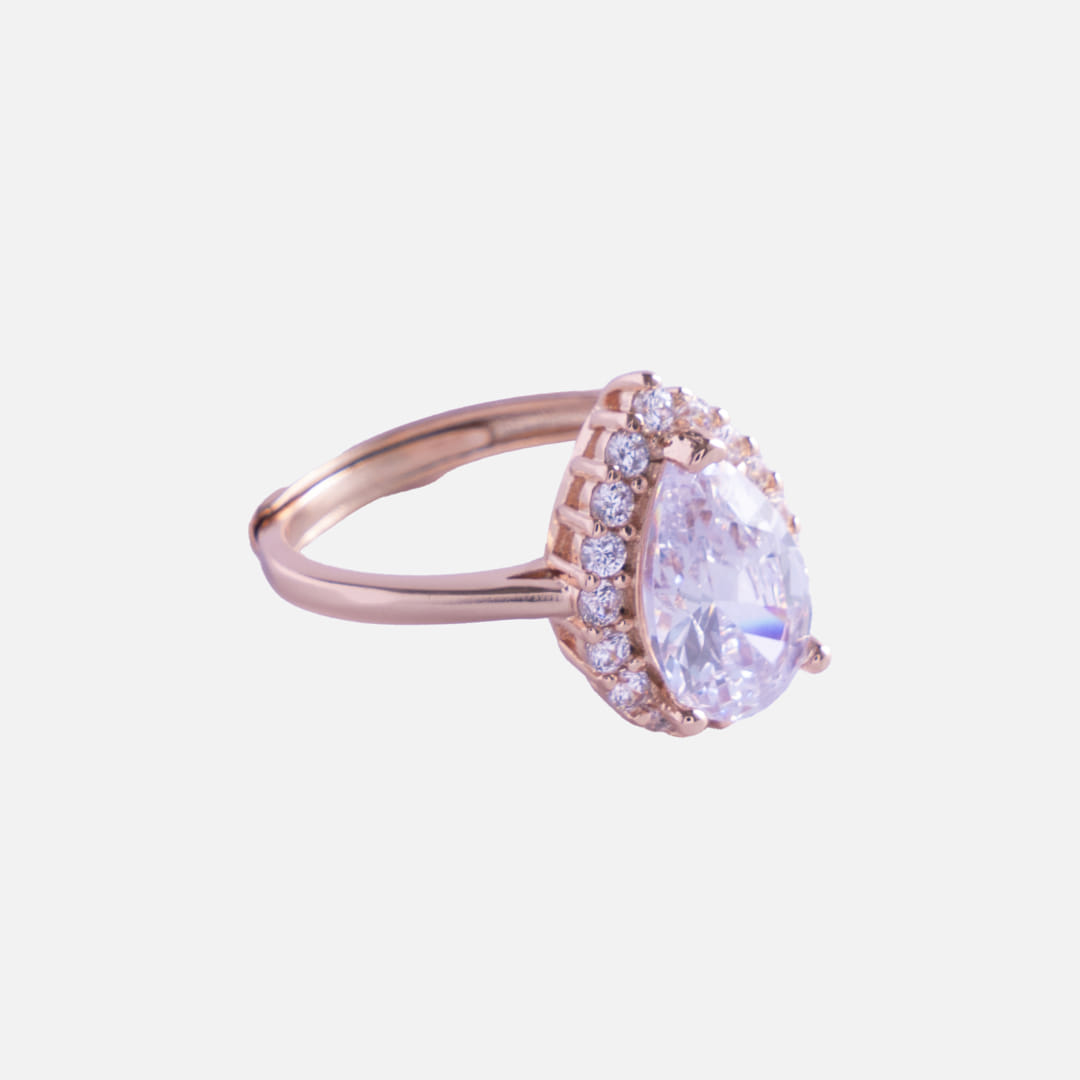 Rose Gold Oval-Cut Crystal Ring