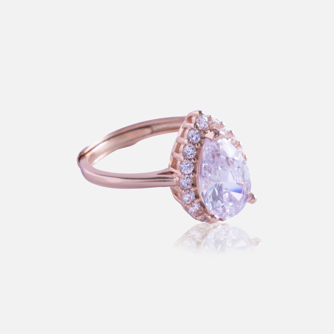 Rose Gold Oval-Cut Crystal Ring