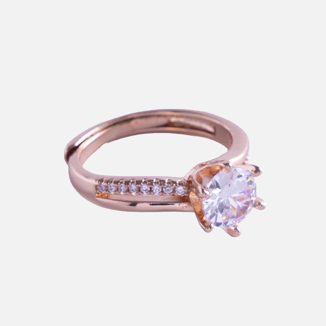 Rose Gold Solitaire Crystal Ring