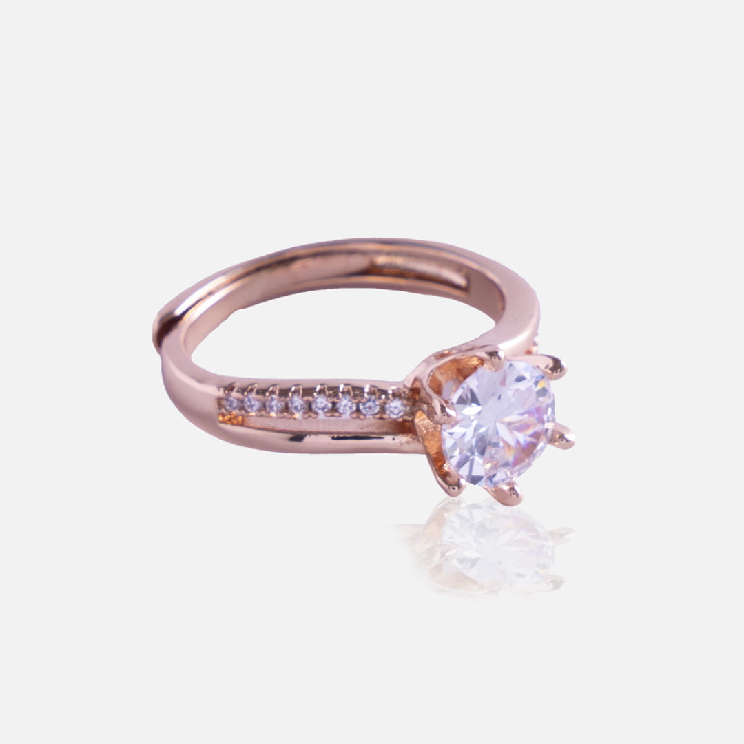 Rose Gold Solitaire Crystal Ring