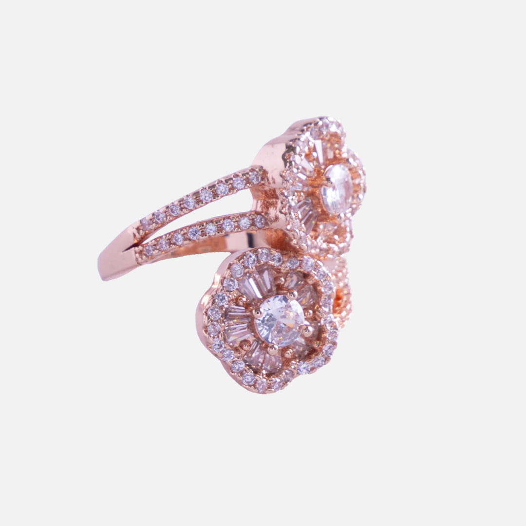 Double Halo Rose Gold Statement Ring