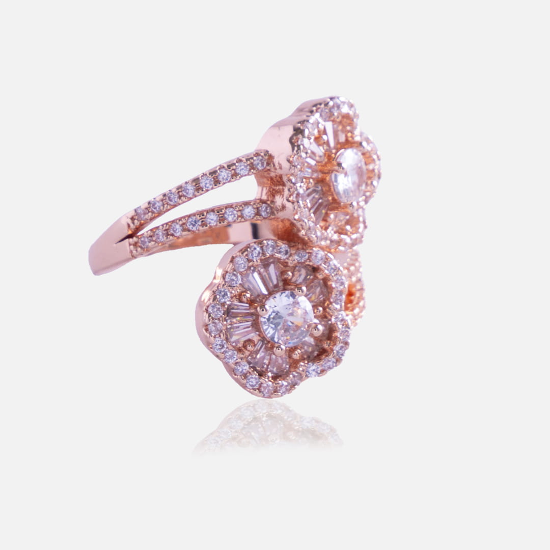 Double Halo Rose Gold Statement Ring