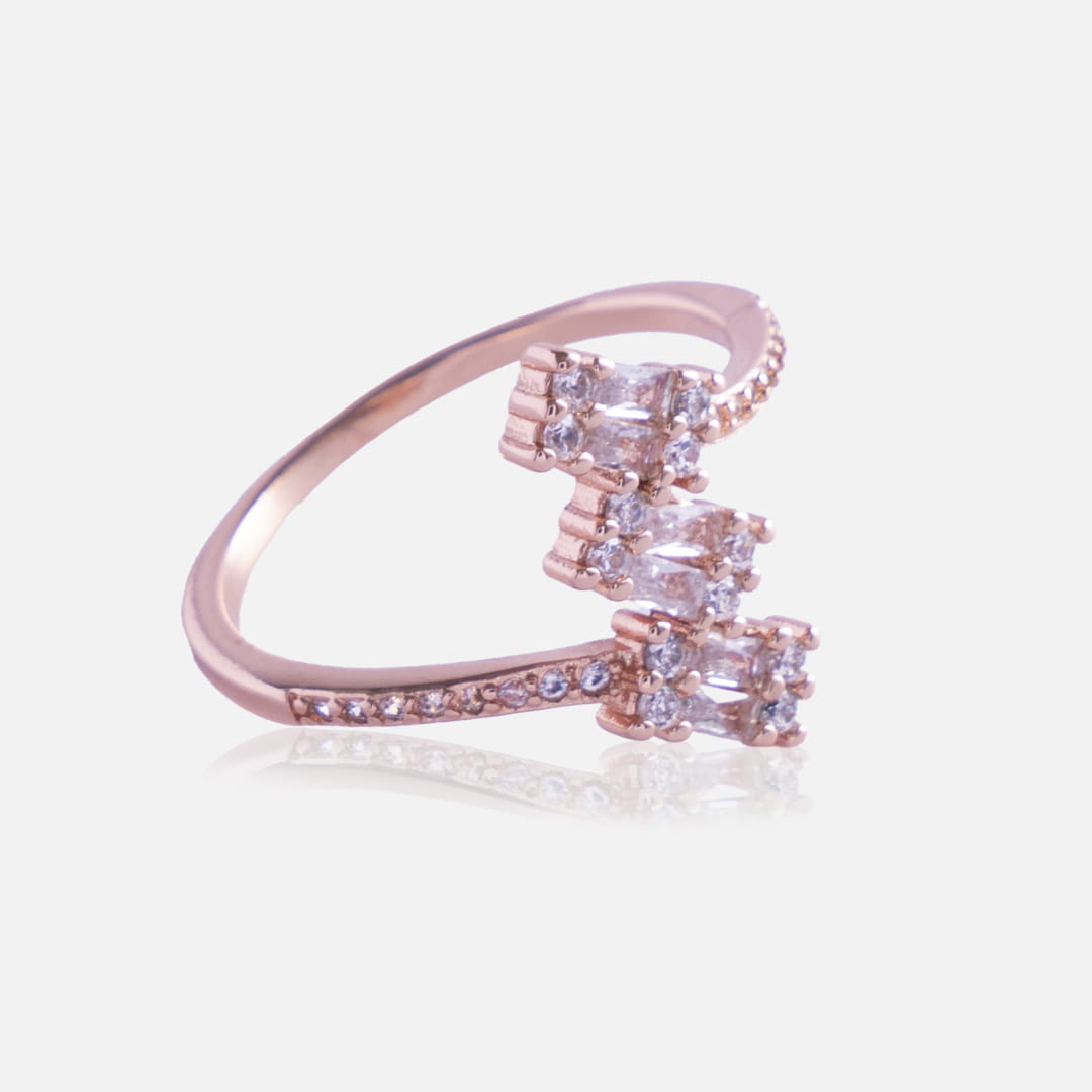 Rose Gold Triple Bar Stone Ring