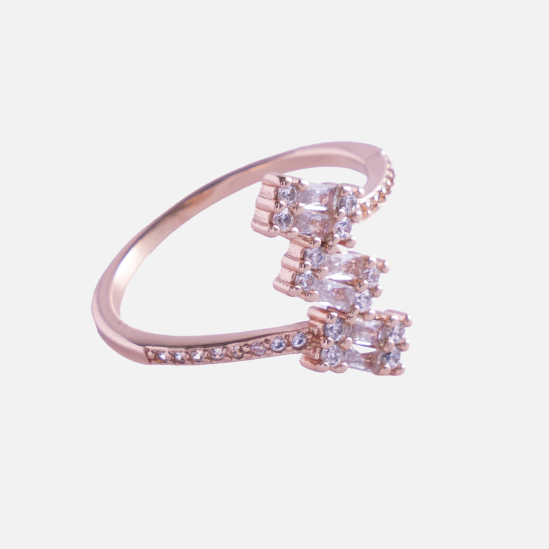 Rose Gold Triple Bar Stone Ring