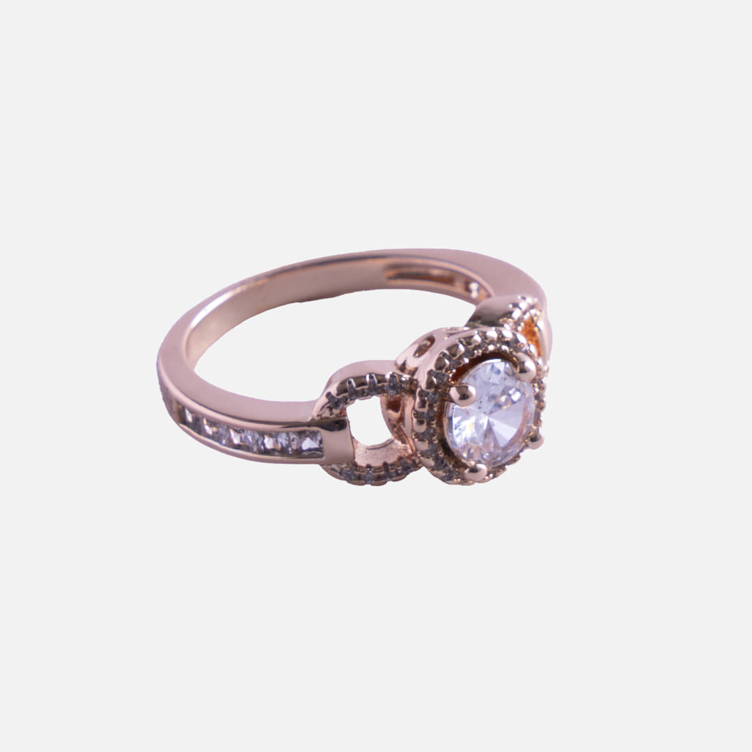 Rose Gold Circle Link Stone Ring