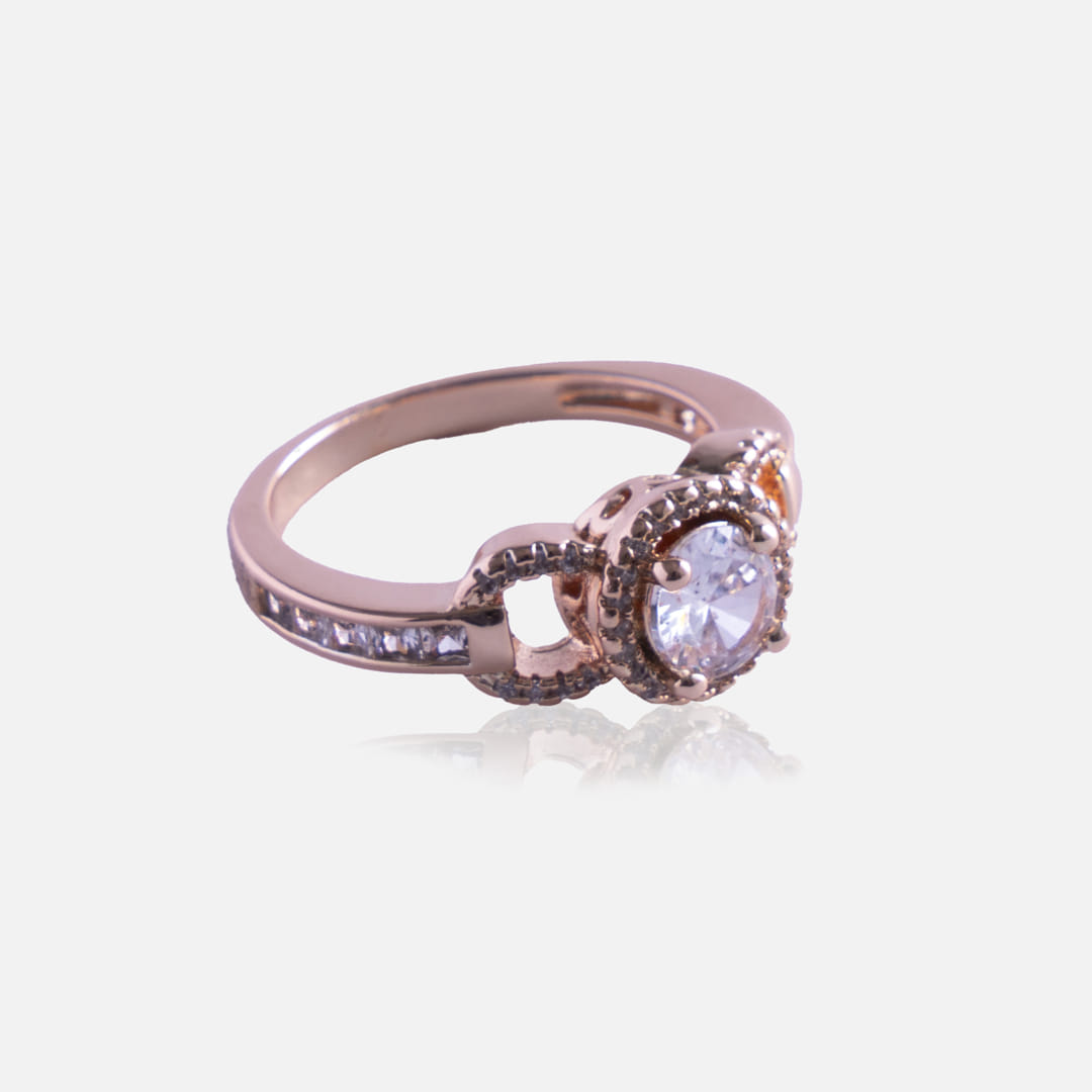 Rose Gold Circle Link Stone Ring