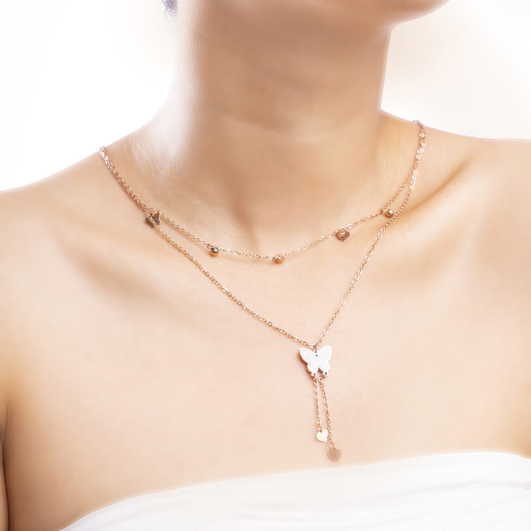 Rose Gold Butterfly Charm Necklace