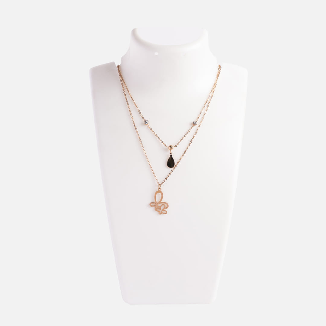 Rose Gold Double-Layered Pendant Necklace