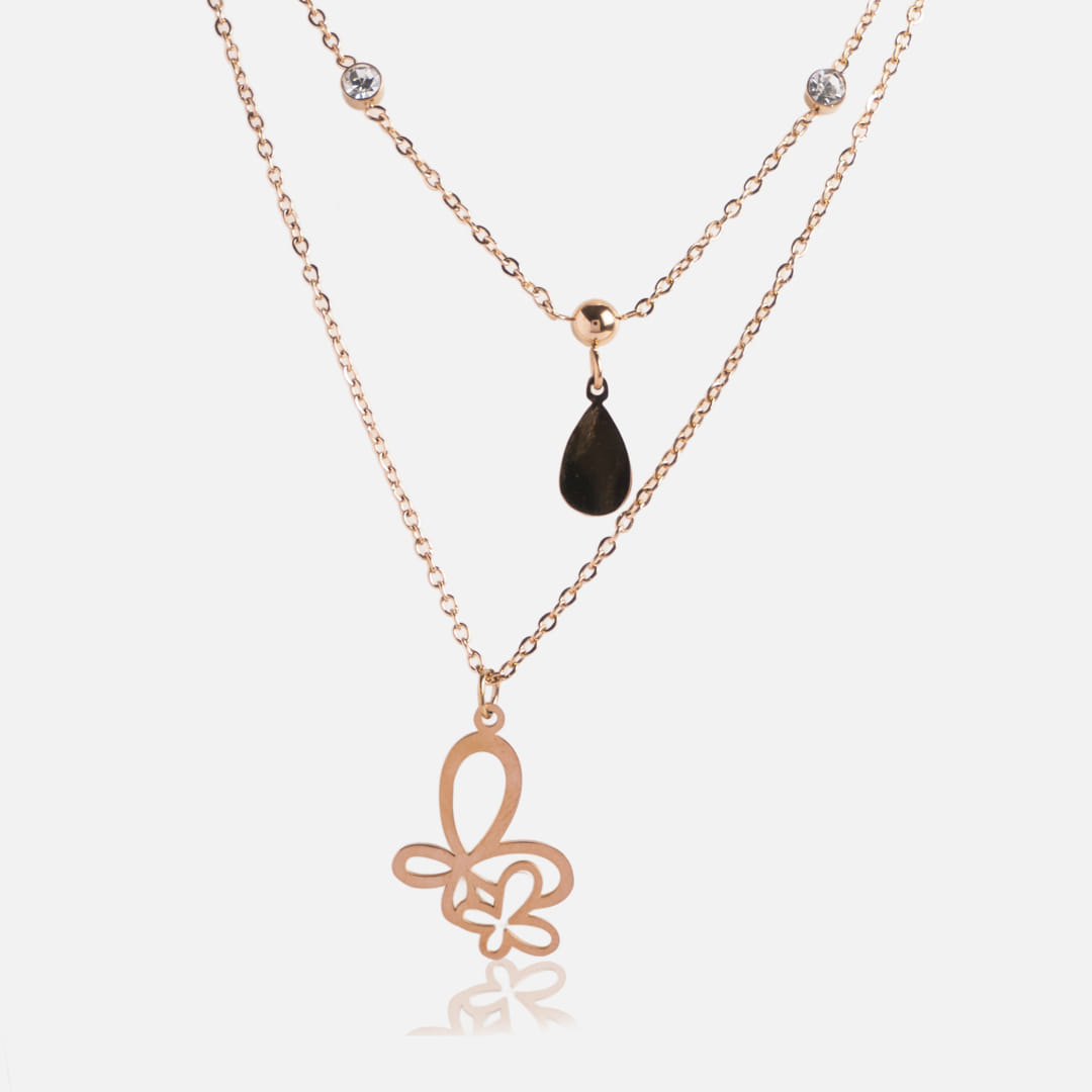 Rose Gold Double-Layered Pendant Necklace