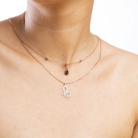 Rose Gold Double-Layered Pendant Necklace