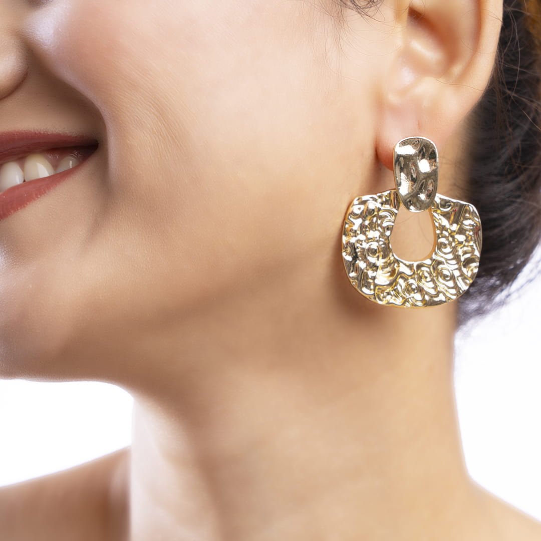 Textured Gold Statement Earrings