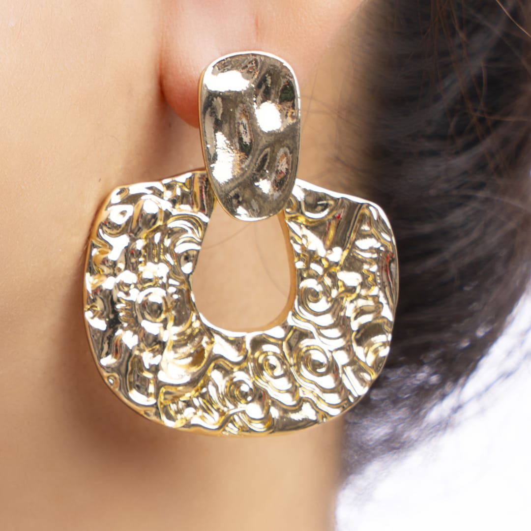 Textured Gold Statement Earrings