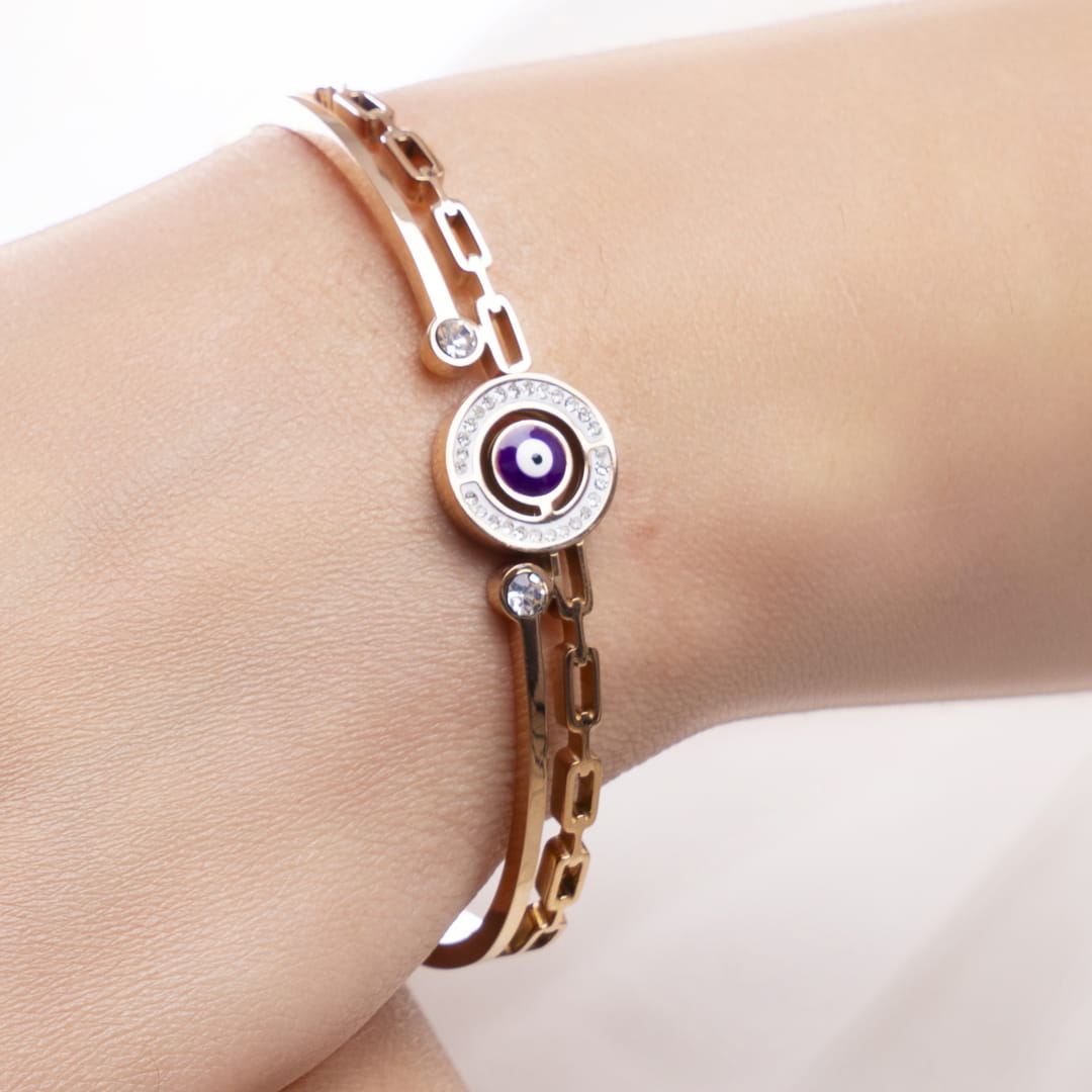 Rose Gold Evil Eye Bracelet