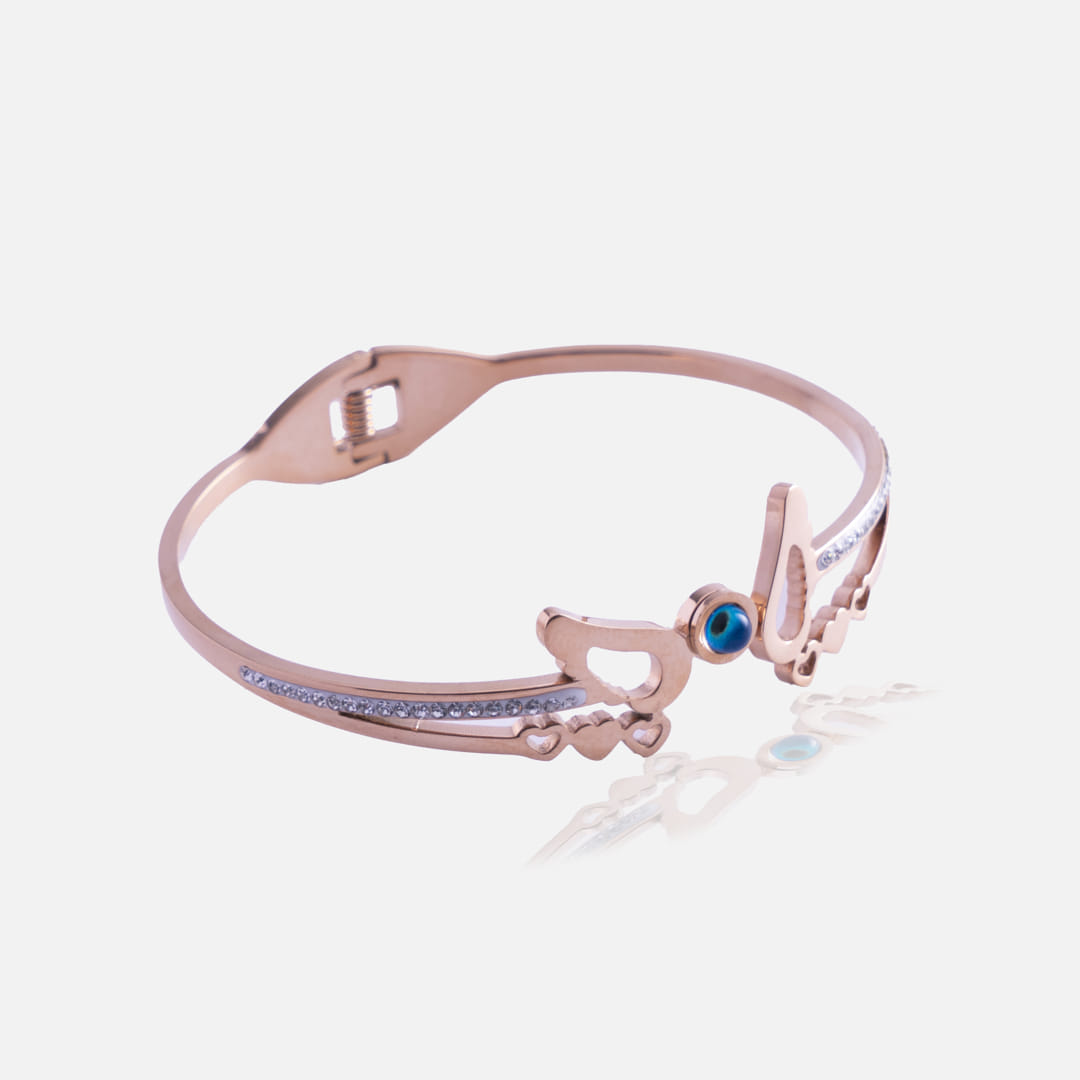 Rose Gold Hamsa and Evil Eye Bracelet